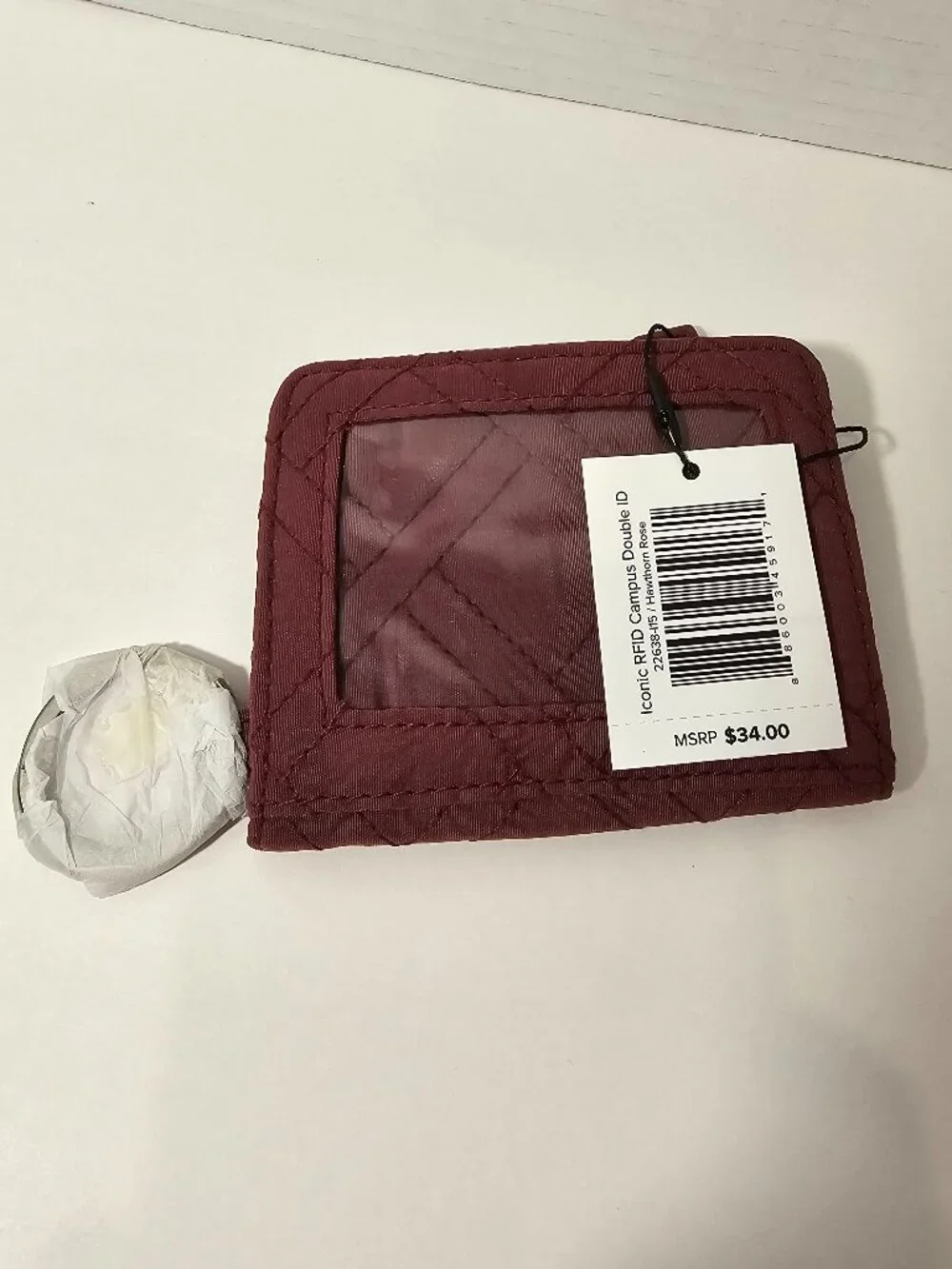 NWT Vera Bradley Campus Double ID Lanyard Hawthorne Rose Keychain Wristlet Bag